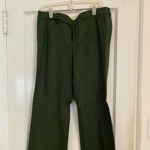 Wide leg green wool pants